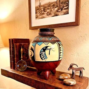 Mexican Pottery Vase Pot XL 15" Gecko Lizard Folk Art Southwest Rustic Clay