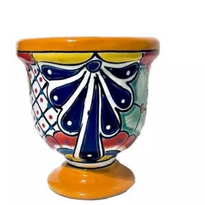 Mexican Talavera 9&quot; Planter Folk Art Pottery Ceramic Flower Pot