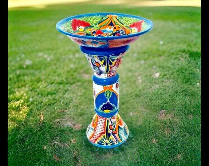 Talavera Mexican Bird Bath Birdbath X Large 27 Pottery Folk Art Pottery ...