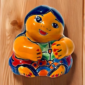 Figura de cerámica de Talavera de la Gorda Mexicana Arte Popular Terracota Gordita Niña Mujer