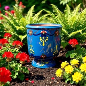 Talavera Pottery XL Planter Mexican Ceramic Flower Pot Folk Art