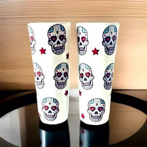 Mexicaanse suikerschedel dubbele shotglaasjes set van 2 Muertos Day of the Dead