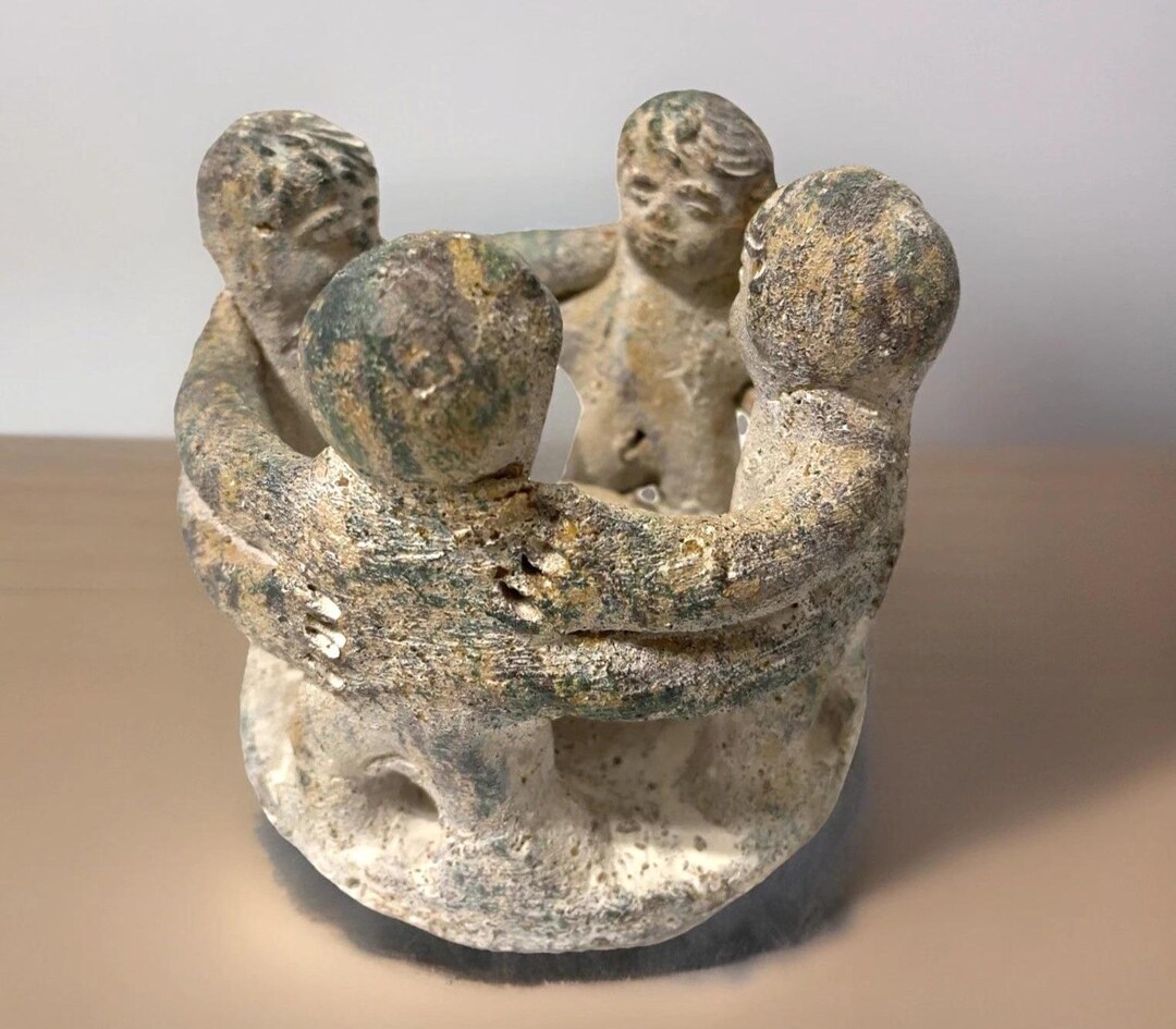 Mexican Circle of Friends Folk Art Clay Pottery Candle Holder Mayan ...