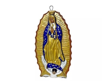 Our Lady of Guadalupe Virgin Mary Large Clay Wall Plaque Folk Art
