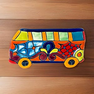 Talavera Planter Mexican Bus Window Pot Pottery Folk Art 9&quot;  Ceramic Figure