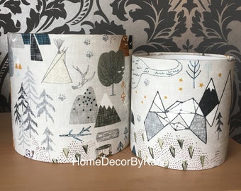 Handmade Mountain Lampshade mountains adventure Lightshade Nursery