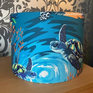 Coral reef Turtle lamp shade blue nautical lamp home decor sky lampshade table lamp