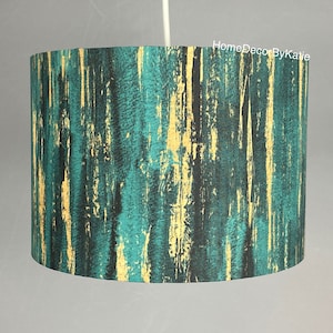 Teal watercolour Lamp shade blue lamp home decor yellow lampshade table lamp