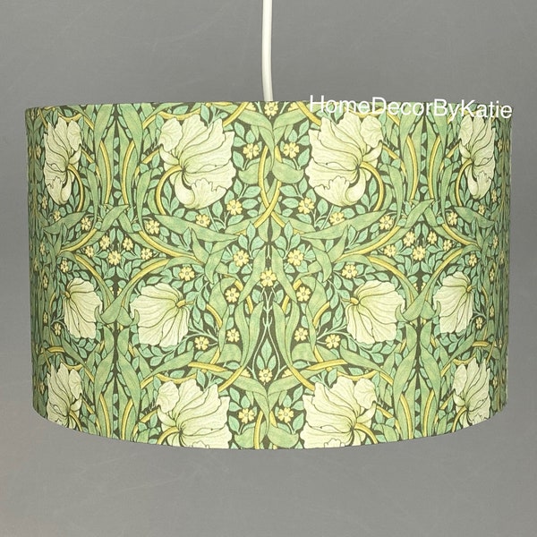 William Morris Pimpernel lampshade green lamp olive decor William Morris table shade