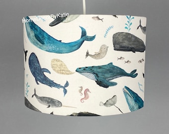 Nautical Lamp shade whale shark home decor ocean lampshade table lamp