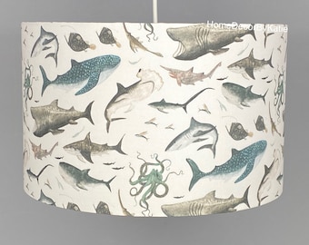 Nautical Lamp shade shark home decor ocean lampshade table lamp