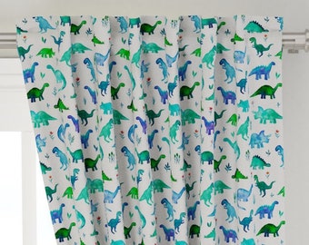 Dinosaur Curtains Navy Curtains Navy White Dino Curtains Etsy