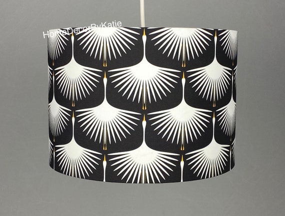 Black Art Deco Swan Lamp Shade Bird Crane Home Decor Uk Black Art Deco Swan Lamp Shade Bird, Home Goods Black Lamp Shades