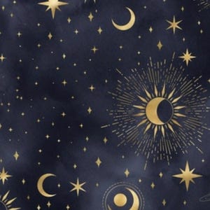 Galaxy moon Fabric witch Fabric black moody floral Fabric celestial Fabric