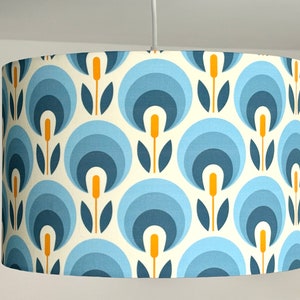 Blue Mid century floral Abstract Lamp shade grey lamp home decor yellow lampshade table lamp