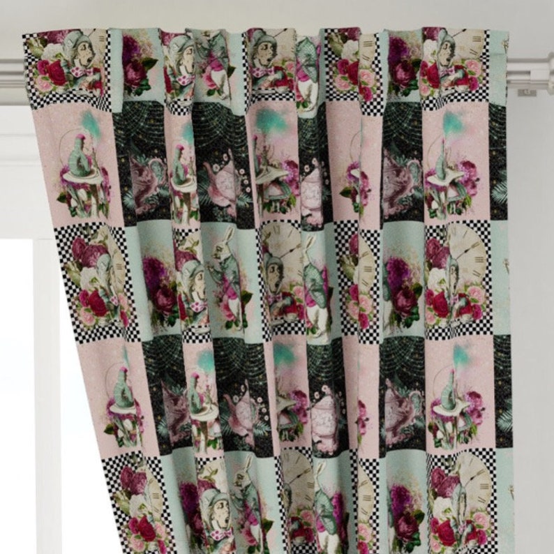 Alice in wonderland Curtains nursery drapes changing mattress receiving blanket baby gift new born Bedding