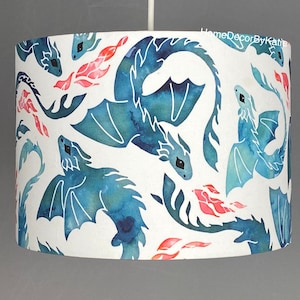 Dragon lamp children&#39;s blue lamp nursery decor lampshade table lamp