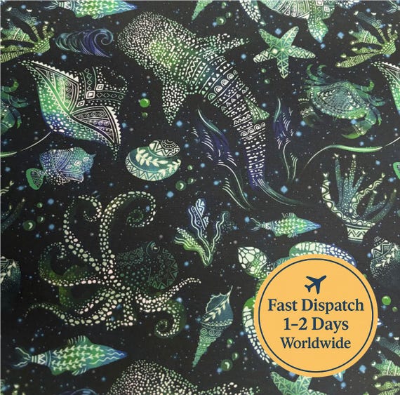 Ocean fabric Sea fabric Whimsical fabric Nautical whale Fabric Baby Fabric ocean Theme octopus whale Baby Nursery Fabric turtle