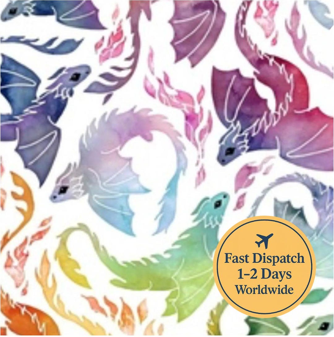 Dragon Fabric Baby Fantasy Fabric Dragon Theme Fire Rainbow Fabric ...