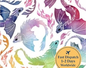 Dragon Fabric Baby fantasy Fabric dragon Theme fire rainbow fabric colourful fabric