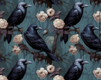 Cráneos de pájaro negro azulado Lámpara sombra lámpara floral decoración del hogar oscuro lámpara de mesa de pantalla de cuervo