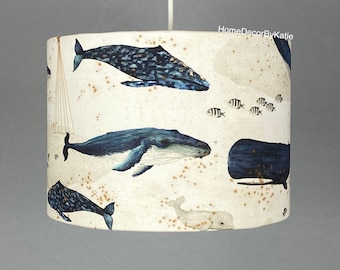 Nautical stars lamp shade whale shark home decor ocean lampshade table lamp