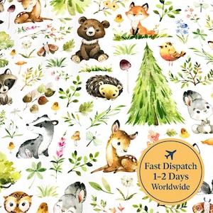 Tissu chambre de bébé animaux de la forêt chevreuil renard ours loup Tissu chambre de bébé