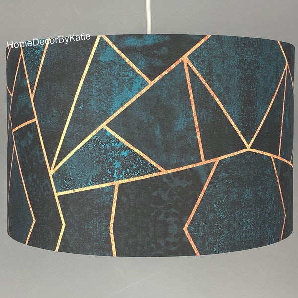 Teal geometrische lampenkap blauwe lamp home decor gele lampenkap tafellamp