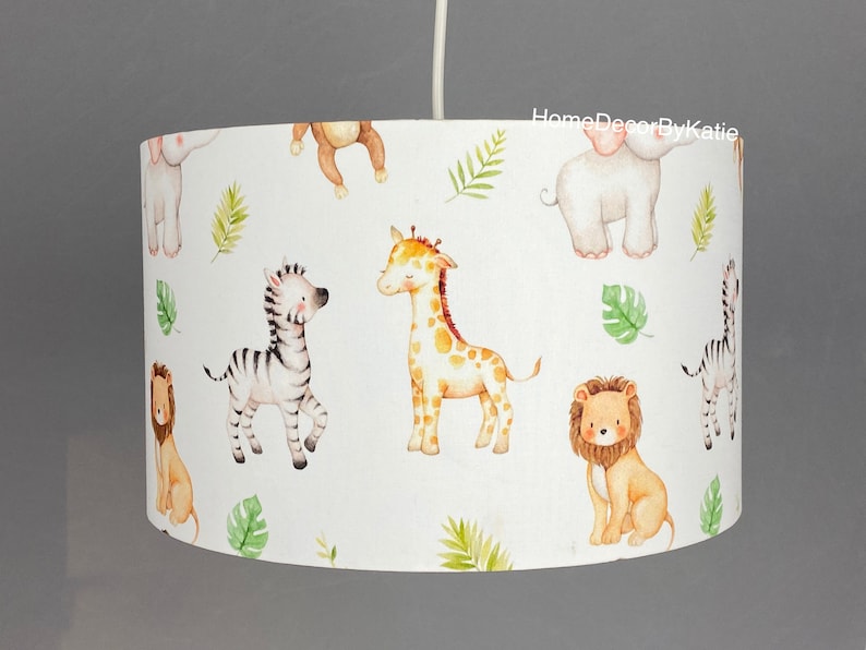 Safari Lamp shade elephant giraffe home decor ocean lampshade table lamp image 1