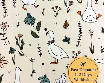 Silly Goose fabric cute Fabric Geese fabric Animal fabric Floral fabric