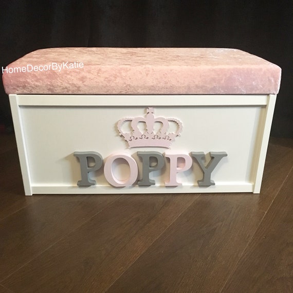 Pink Toy box Personalised crushed velvet storage box blanket Etsy