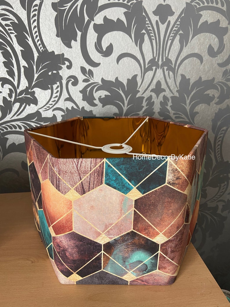 Hexagon Neutral geometric Lamp shade teal lamp home decor Etsy