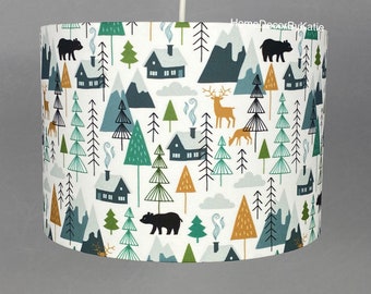 Woodland lamp children's lamp buffalo nursery decor lampshade table lamp baby lamp