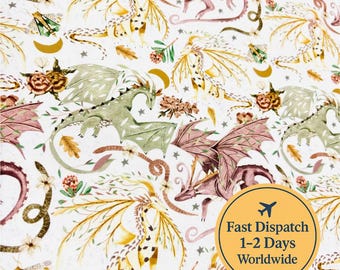 Dragon fabric Fairytale fabric Magical fabric Mythological fabric Mythical Baby fantasy Fabric dragon Theme fire rainbow fabric