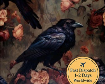 Gothic crow Fabric moody floral Fabric black floral Fabric gothic Fabric