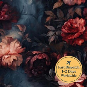Gotische bloemenstof abstracte humeurige bloemenstof zwarte bloemenrococo stof gotische stof