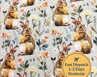Rabbit Fabric Baby bunny Animals Fabric floral Theme Baby Nursery Fabric