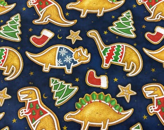 Christmas Dinosaur fabric Dino fabric cute fabric diplodocus fabric Tyrannosaur  nursery Fabric dinosaur Theme