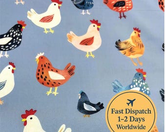 Cute Chickens fabric Farmhouse Chicken fabric Homesteading fabric Trendy fabric