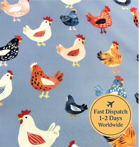 Cute Chickens fabric Farmhouse Chicken fabric Homesteading fabric Trendy fabric