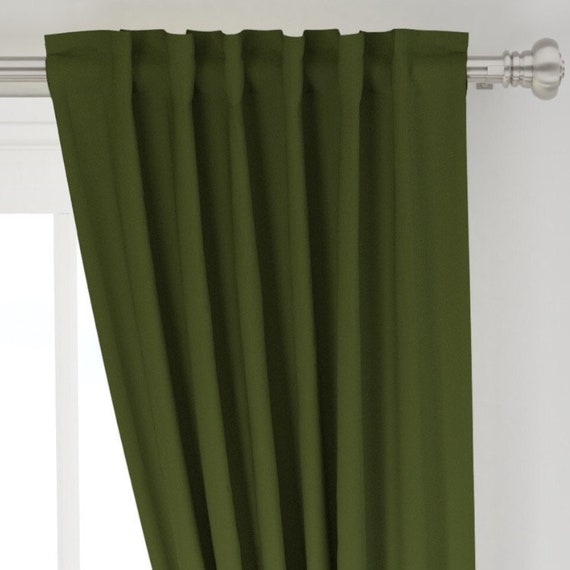 Olive Green Curtains Drapes Dark Green Curtains Nursery Etsy