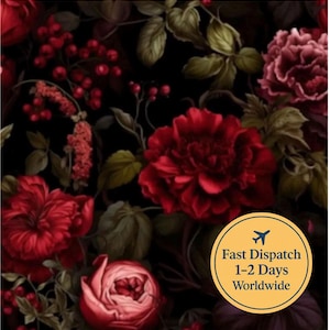 Grootschalige bloemenstof donkere gotische stof zwarte humeurige bloemenstof Woondecoratiestof