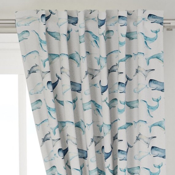 Nautical Curtains Drapes Whale Curtains Nursery Curtains Baby Etsy