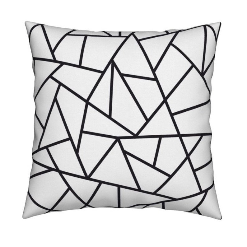 White Geometric Throw Cushions Black Pillow Middle Scatter Etsy