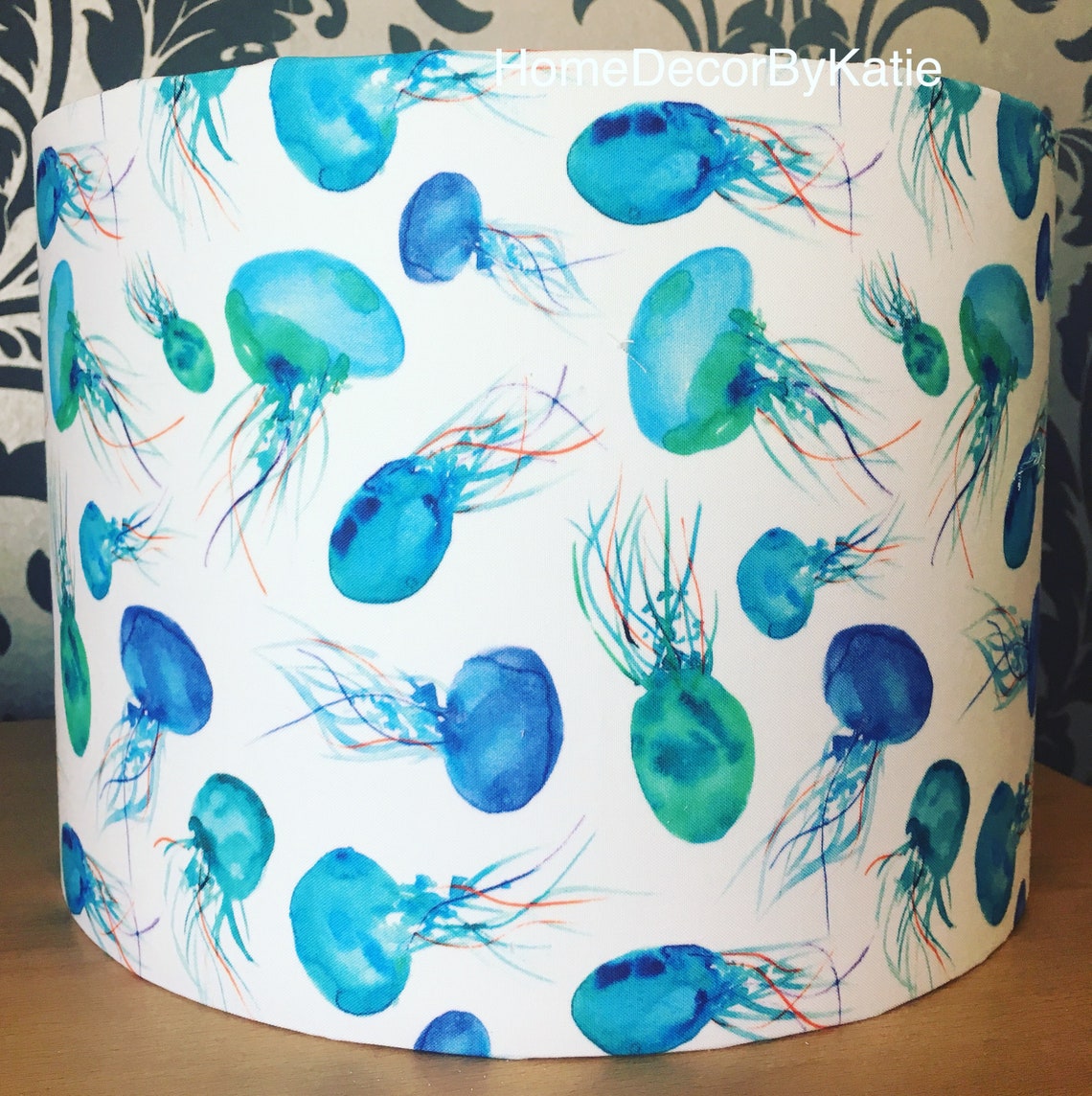 Jellyfish Lamp Shade Blue Nautical Lamp Home Decor Sky Etsy