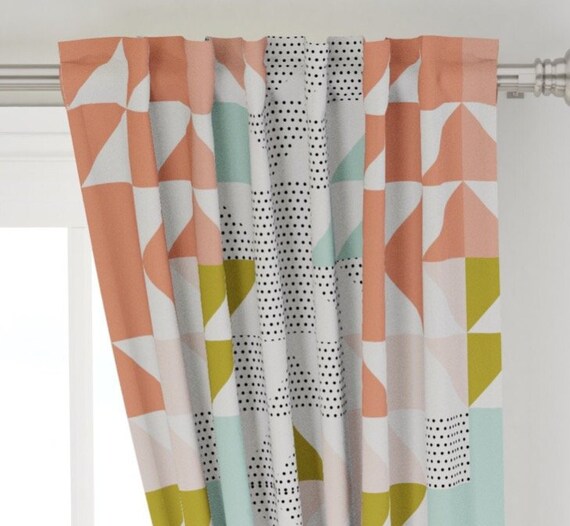 Abstract Curtains Drapes Art Deco Curtains Nursery Curtains Etsy