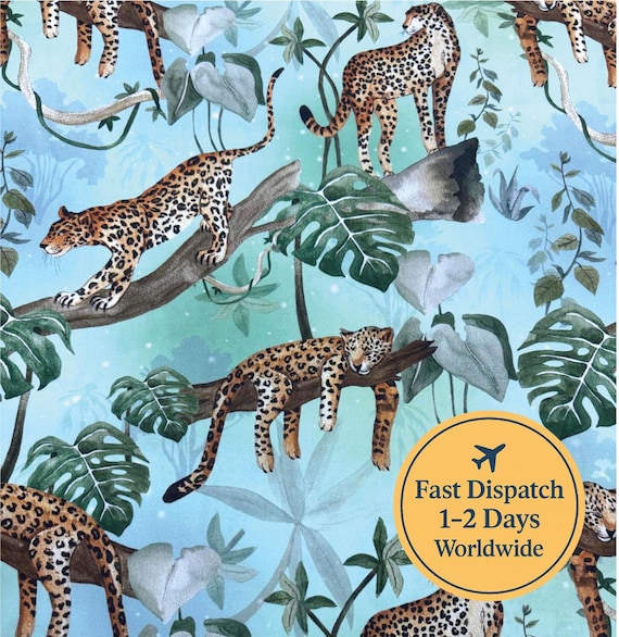 Jungle Fabric Cheetah fabric Leopard Print Tropical AnimalJungle Decor Fabric Baby Safari