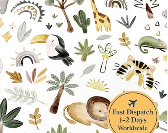 Jungle Fabric Baby Safari Animals Fabric Safari Theme Lion Zebra Giraffe Baby Nursery Fabric