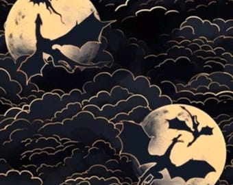 Gothic Dragon Fabric celestial fabric fantasy Fabric dragon Theme fire fabric wizard fabric