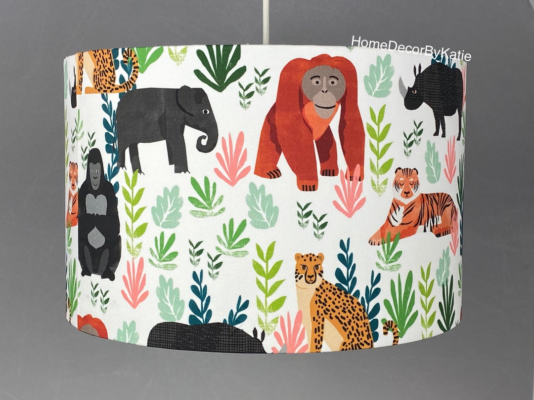 Safari Lamp Shade Tiger Home Decor Monkey Lampshade Table Lamp Etsy UK